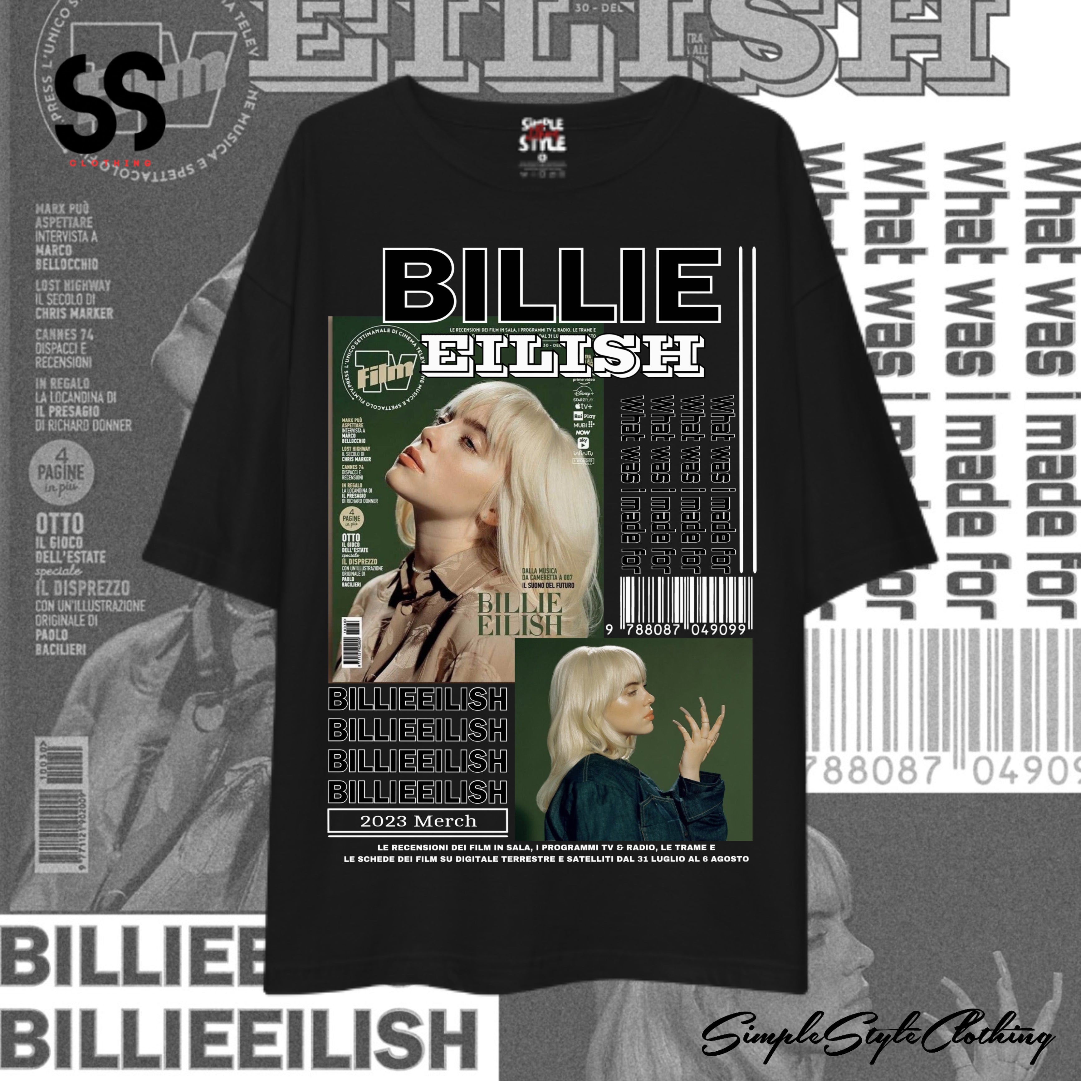 SSC Billie Eilish Oversized Shirts Code 1 Combed Cotton for Men and Women