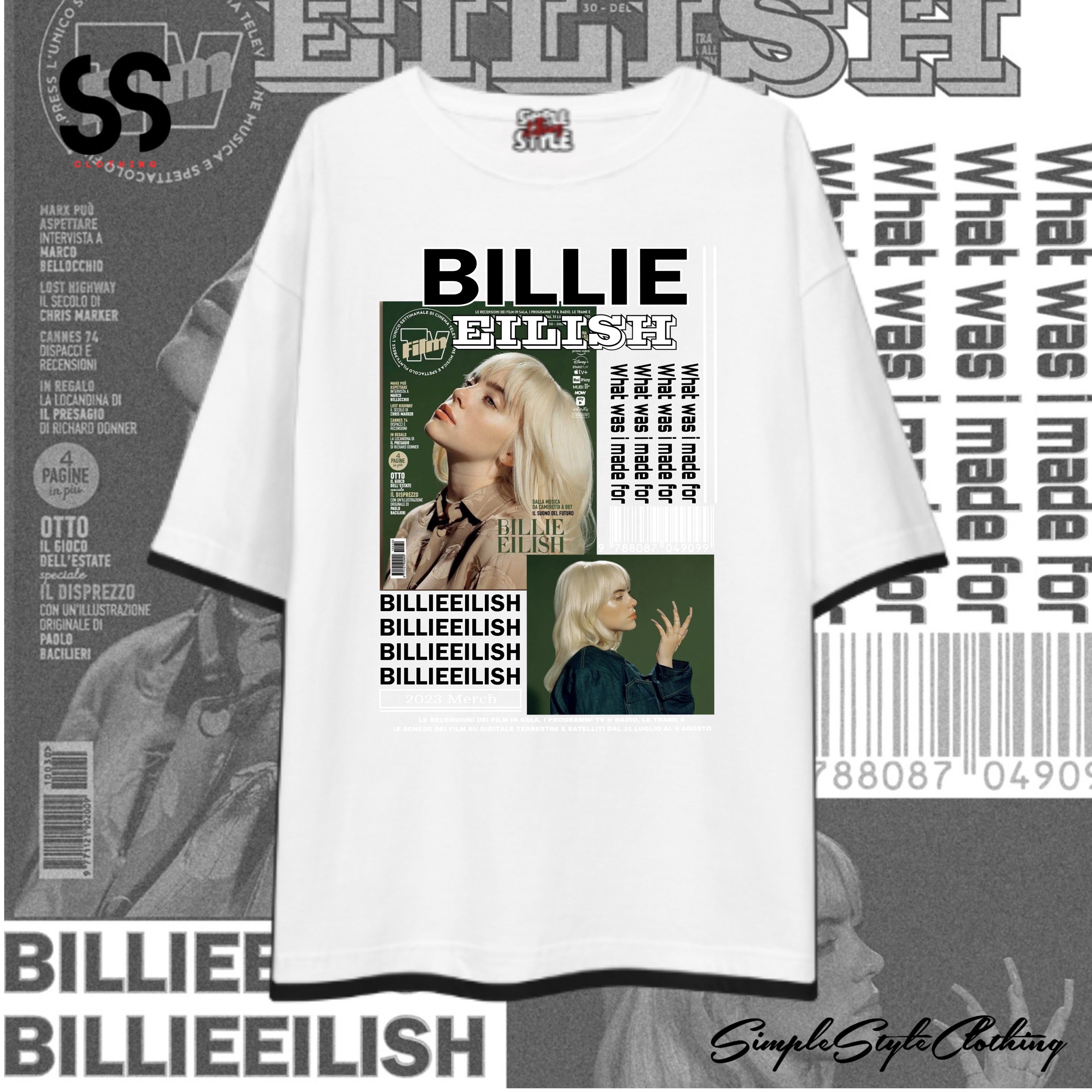 SSC Billie Eilish Oversized Shirts Code 1 Combed Cotton for Men and Women